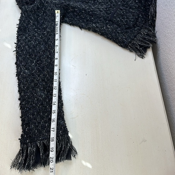 Elie Tahari Black Tweed Button-Up Blazer W/ Fringe Trim Sz Medium - Picture 16 of 16